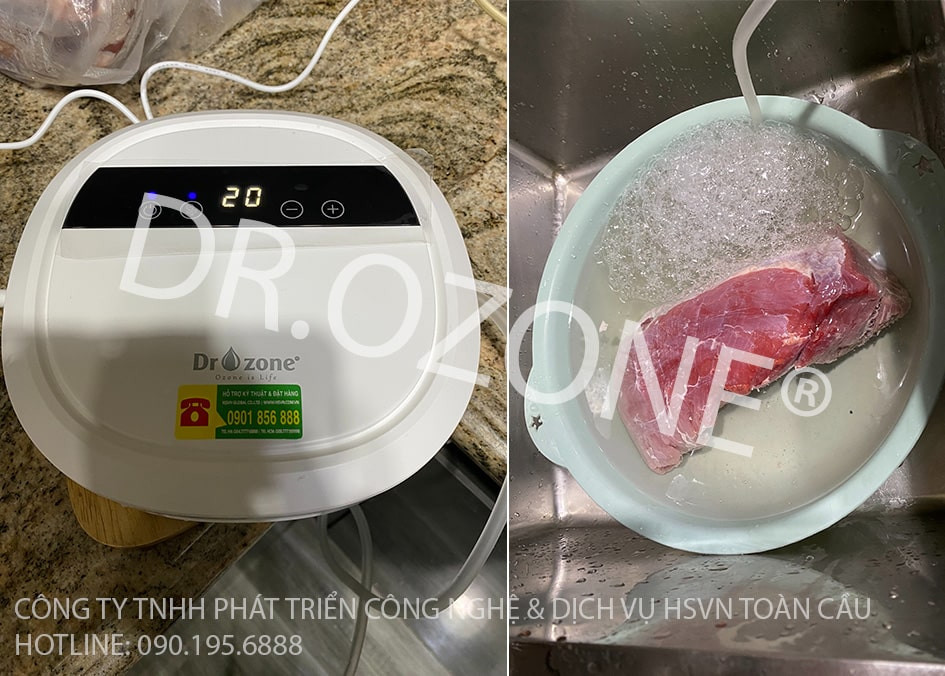 Khử độc thực phẩm cho gia đình tại quận 3, Hồ Chí Minh với máy sục khử độc ozone Dr.Ozone