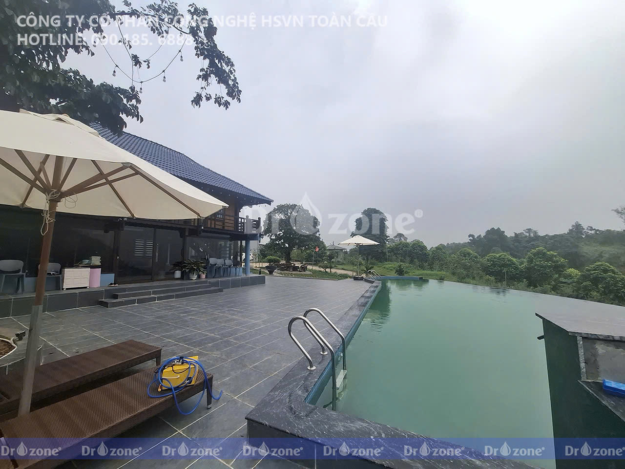 Tình trạng nước hồ bơi đục, ngả màu xanh rêu tại khu nghỉ dưỡng Lương Sơn, Hoà Bình