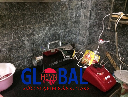 Cận cảnh vị trí máy khử mùi VKM05 được lắp đặt tại trường mầm mon Hoa Tràng An
