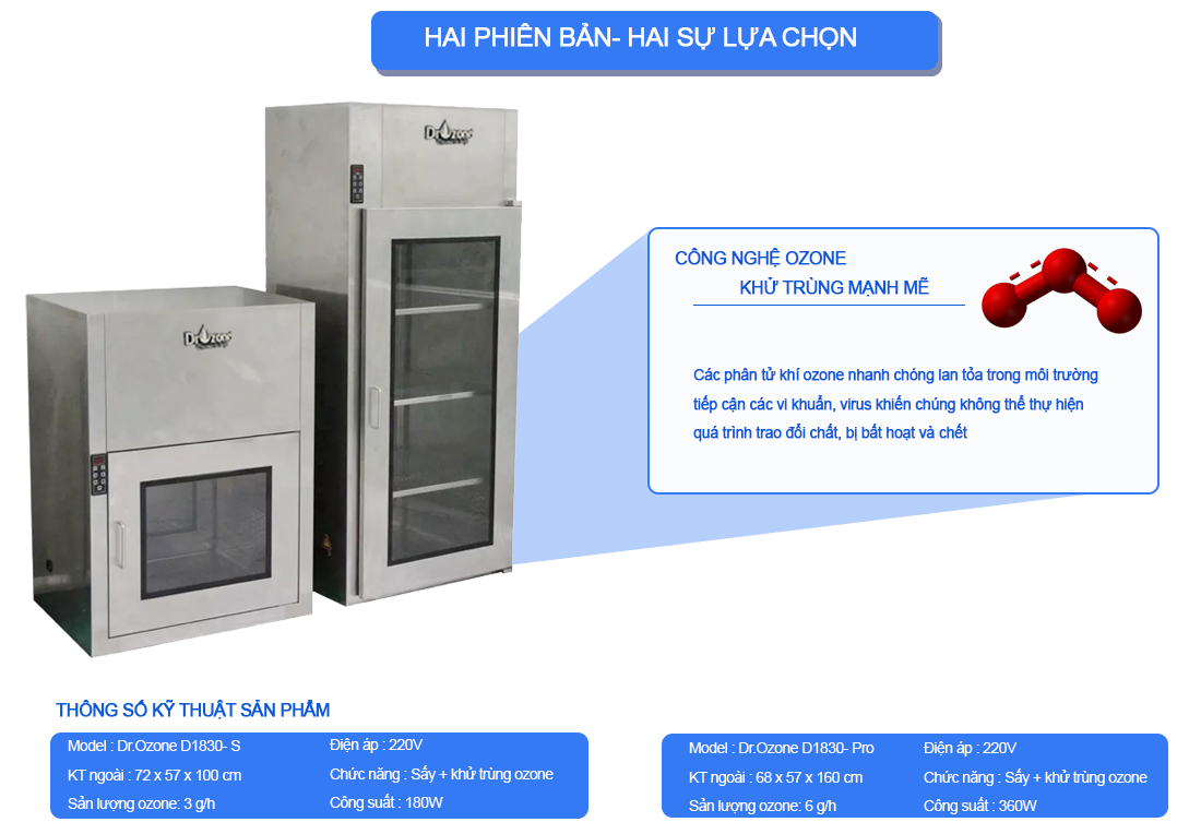 Tủ khử trùng ozone Dr.Ozone D1830